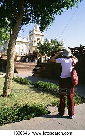 Female Tourist Photographing Jaswant Thada Cenotaphs View Large Photo Image Stock Photography - Female Tourist Photographing Jaswant Thada Cenotaphs. Fotosearch