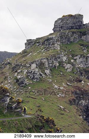 Stock Photo - Female Walker On The South West Coast Path Near Lynmouth, Exmoor, United Kingdom. Fotosearch