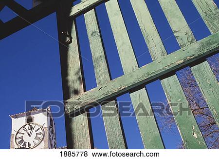 Stock Photo - Fence And Clock Tower, Tavira. Fotosearch