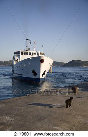Ferry arriving in harbour; Island of Lopud, Croatia View Large Photo Image Stock Image - Ferry arriving in harbour; Island of Lopud, Croatia. Fotosearch