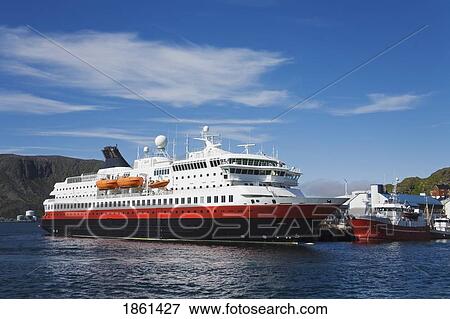 Stock Photo - Ferry Boat In Honningsvag Port, Mageroy Island, Norway, Scandinavia. Fotosearch