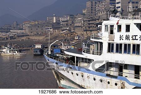 Stock Photograph - Ferry Boats On The Yangtze River. Fotosearch