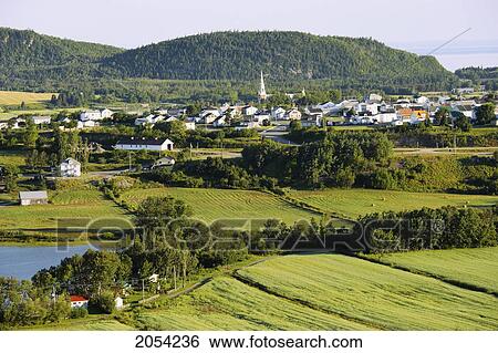 Fields And Village, Bas-Saint-Laurent Region, Saint-Fabien, Quebec View Large Photo Image Stock Photograph - Fields And Village, Bas-Saint-Laurent Region, Saint-Fabien, Quebec. Fotosearch
