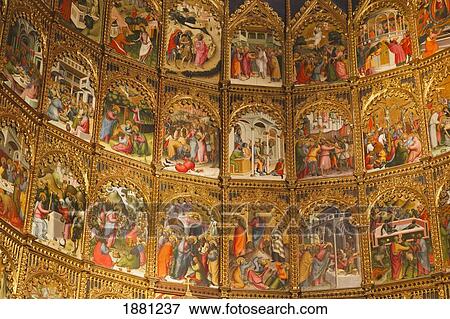 Fifteenth Century Altarpiece By Nicolas Florentino Depicting The Life Of Christ Behind The High Altar In The Old Cathedral (Catedral Vieja); Salamanca, Salamanca Province, Spain View Large Photo Image Stock Photo - Fifteenth Century Altarpiece By Nicolas Florentino Depicting The Life Of Christ Behind The High Altar In The Old Cathedral (Catedral Vieja); Salamanca, Salamanca Province, Spain. Fotosearch