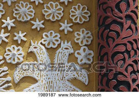Stock Photo - Figure In The Baroque Fa? ade Of The Cathedral, San Cristobel De Las Casas, Chiapas, Mexico. Fotosearch