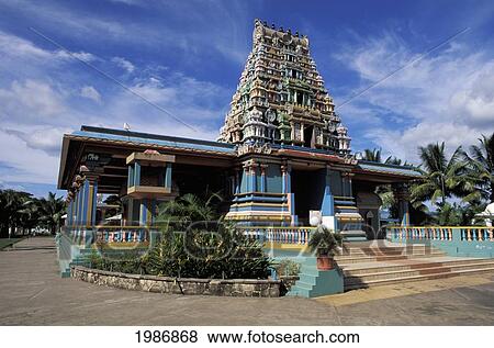 Stock Photo - Fiji, Blue sky; Nadi Bay, Exterior of Sri Siva Subramaniya Swami Temple. Fotosearch