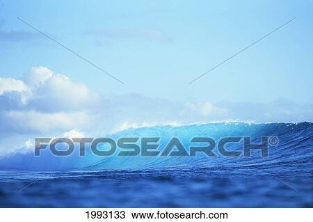 Stock Image - Fiji, Light Blue Wave Starting To Break.. Fotosearch
