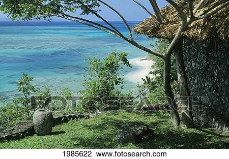 Fiji, Private home overlooking ocean's reef; Wakaya Island View Large Photo Image Stock Image - Fiji, Private home overlooking ocean's reef; Wakaya Island. Fotosearch