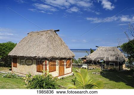 Fiji, Viti Levu, Coral Coast, Cocomo Beach, Traditional Fijian Bure Next To The Ocean. View Large Photo Image Stock Photograph - Fiji, Viti Levu, Coral Coast, Cocomo Beach, Traditional Fijian Bure Next To The Ocean.. Fotosearch