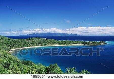 Fiji, Wakaya Island, Homestead Bay Surrounded By Lush Greenery. View Large Photo Image Picture - Fiji, Wakaya Island, Homestead Bay Surrounded By Lush Greenery.. Fotosearch