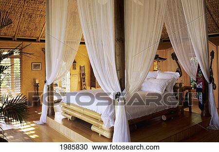 Fiji, Wakaya Island, Private Home, Interior View Of Beautifully Decorated Bedroom. View Large Photo Image Stock Image - Fiji, Wakaya Island, Private Home, Interior View Of Beautifully Decorated Bedroom.. Fotosearch