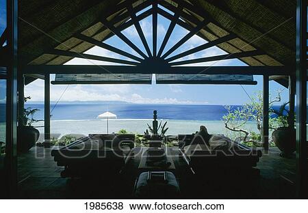Fiji, Wakaya Island, Private Home, Beautiful Oceanview From Open Air Living Room. View Large Photo Image Stock Photo - Fiji, Wakaya Island, Private Home, Beautiful Oceanview From Open Air Living Room.. Fotosearch
