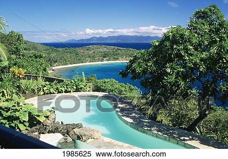 Fiji, Wakaya Island, Private Home With Pool, Beautiful Ocean View. View Large Photo Image Stock Photography - Fiji, Wakaya Island, Private Home With Pool, Beautiful Ocean View.. Fotosearch