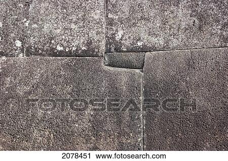 Stock Image - Finely Chiselled Masonry Sea Wall Of Vinapu ( Ahu Tahiri), Rapa Nui (Easter Island), Chile.. Fotosearch