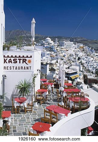 Stock Image - Fira Taverna, 'kastr Restuarant' Sign. Fotosearch