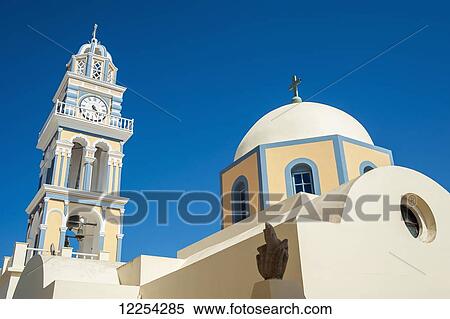 Fira's Catholic Cathedral dedicated to Saint John The Baptist; Santorini, Greece View Large Photo Image Stock Photography - Fira's Catholic Cathedral dedicated to Saint John The Baptist; Santorini, Greece. Fotosearch