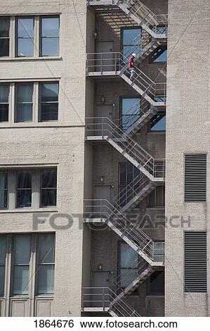 Stock Photograph - Fire Escape On Tall Building, Chicago, Illinois, Usa. Fotosearch