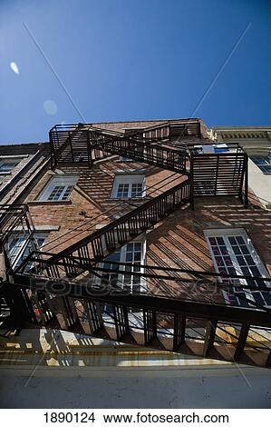 Picture - Fire Escape Stairway On Outside Of Building In The French Quarter. Fotosearch