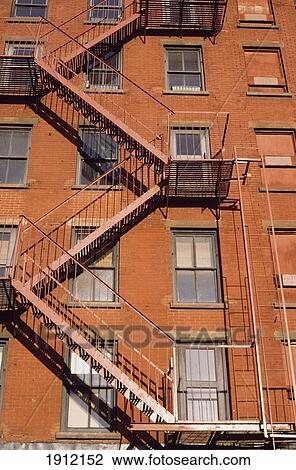 Fire-Escapes And Red Building, New York City, Ny Usa View Large Photo Image Stock Image - Fire-Escapes And Red Building, New York City, Ny Usa. Fotosearch