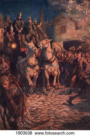 Stock Photo - Fire. Illustration By Lucy Kemp Welch From The Book Black Beauty By A. Sewell Published 1915.. Fotosearch