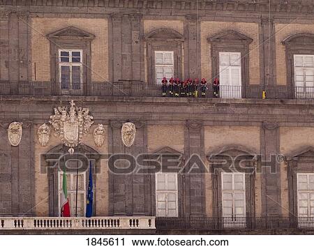 Stock Image - Firefighters On Balcony; Naples, Italy. Fotosearch