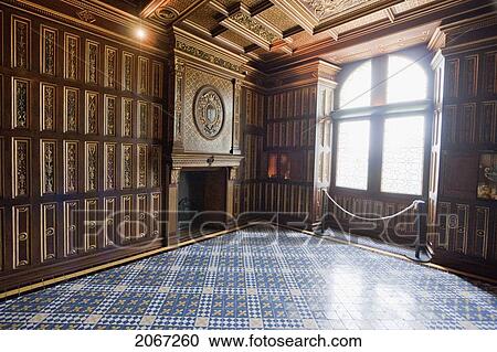 Stock Image - Fireplace In The Queen's Gallery Chateau De Blois, Blois, France. Fotosearch