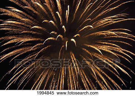 Stock Photography - Fireworks Over English Bay Presented By Mexico During The 2006 Symphony Of Fire, Vancouver, British Columbia, Canada. Fotosearch