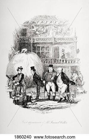 Stock Image - First Appearance Of Mr. Samuel Weller. Illustration From The Charles Dickens Novel The Pickwick Papers By H. K. Browne Known As Phiz. Fotosearch