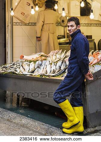 Stock Photograph - Fish monger; Istanbul, Turkey. Fotosearch