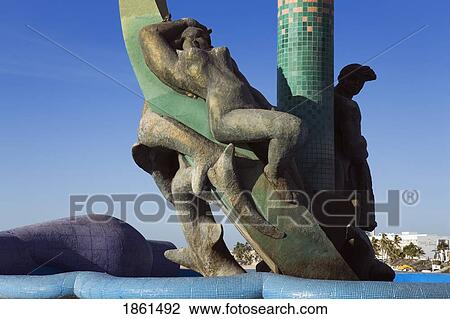 Stock Image - Fisherman's Monument, Mazatlan, Sinaloa State, Mexico. Fotosearch