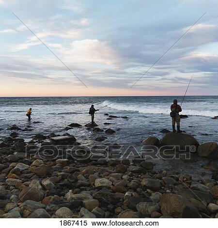 Stock Photography - Fishermen On The Coast Of Sag Harbour; Hampton, New York, Usa. Fotosearch