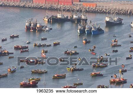 Stock Photography - Fishing Boat As Seen From El Morro, Arica, Arica And Parinacota Region, Chile. Fotosearch