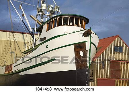 Stock Photo - Fishing Boat In Drydock; Port Townsend, Washington, Usa. Fotosearch