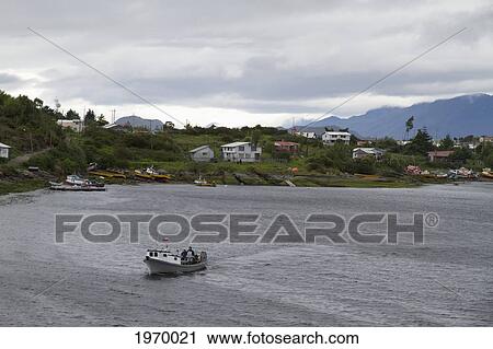 Stock Image - Fishing Boat In Moraleda Channel, Puerto Aguirre, Aysen Region, Chile. Fotosearch