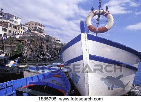 Fishing Boat On Beach By Village View Large Photo Image Stock Photography - Fishing Boat On Beach By Village. Fotosearch