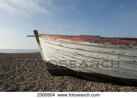 Picture - Fishing Boat Pulled To Shore On Aldeburgh Beach, Suffolk, Uk. Fotosearch