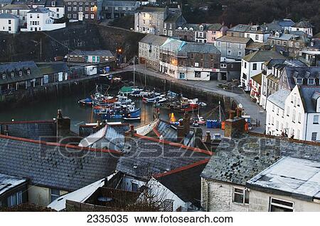 Stock Photography - Fishing Boats In Megavissey Harbour; Cornwall, England, Uk. Fotosearch