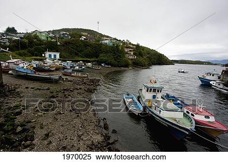 Fishing Boats In The Harbor, Puerto Aguirre, Aysen Region, Chile View Large Photo Image Stock Photography - Fishing Boats In The Harbor, Puerto Aguirre, Aysen Region, Chile. Fotosearch