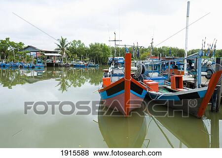 Fishing Boats Moored In Harbour View Large Photo Image Stock Photo - Fishing Boats Moored In Harbour. Fotosearch