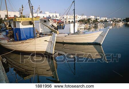 Stock Photograph - Fishing Boats Moored In Kastro Harbor. Fotosearch