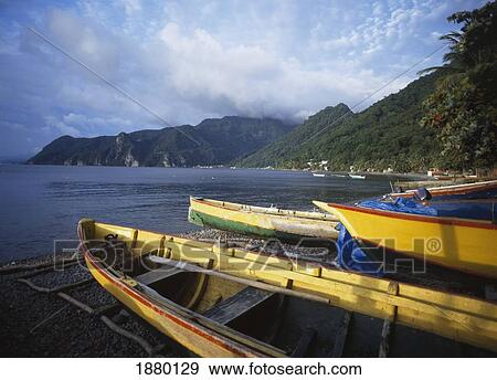 Stock Photo - Fishing Boats On Beach At Scots Head Village. Fotosearch