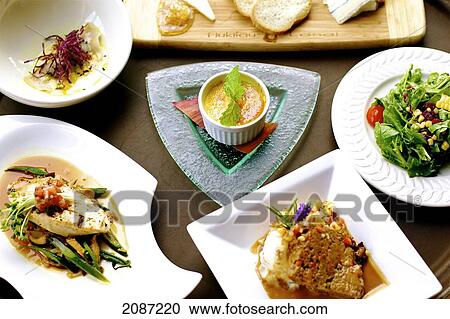 Five course tasting menu including appetizers, salad, main course and dessert. View Large Photo Image Stock Image - Five course tasting menu including appetizers, salad, main course and dessert.. Fotosearch