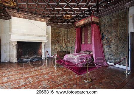 Stock Photograph - Five Queens' Bedroom In The Chateau De Chenonceau, Chenonceau, Indre-Et-Loire, France. Fotosearch