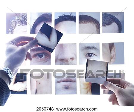Stock Photo - Fl6145, Hiep Vu; Hands Creating Photograph Of Man With Transparencies On Light Table. Fotosearch