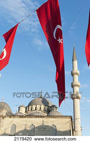 Flags Flying In Front Of The New Mosque; Istanbul Turkey View Large Photo Image Stock Image - Flags Flying In Front Of The New Mosque; Istanbul Turkey. Fotosearch