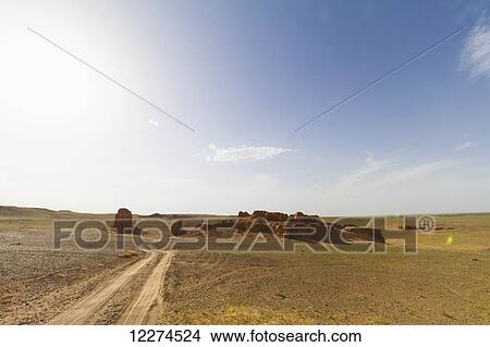 Picture - Flaming Cliffs, Bayanzag, South Gobi Province, Mongolia. Fotosearch