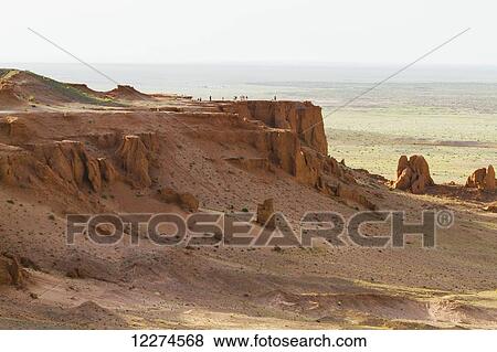 Stock Photo - Flaming Cliffs, Bayanzag, South Gobi Province, Mongolia. Fotosearch