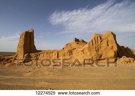 Stock Photography - Flaming Cliffs, Bayanzag, South Gobi Province, Mongolia. Fotosearch