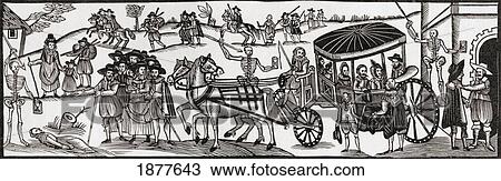 Stock Image - Flight Of The Townspeople Into The Country To Escape From The Plague, 1630. From The Book Short History Of The English People By J. R. Green Published London 1893.. Fotosearch