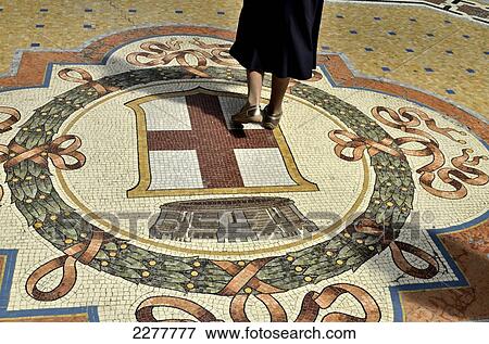 Stock Photo - Floor Mosaic With Emblem Of The City Of Milan, Galleria Vittorio Emanuele, Milan, Italy. Fotosearch